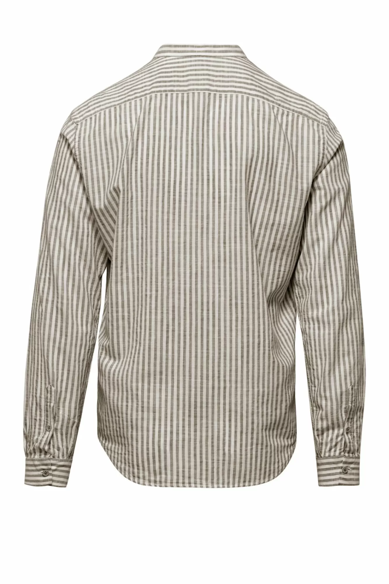 Camicia In Lino/Cotone A Righe Con Collo Alla Coreana>Bomboogie Best Sale