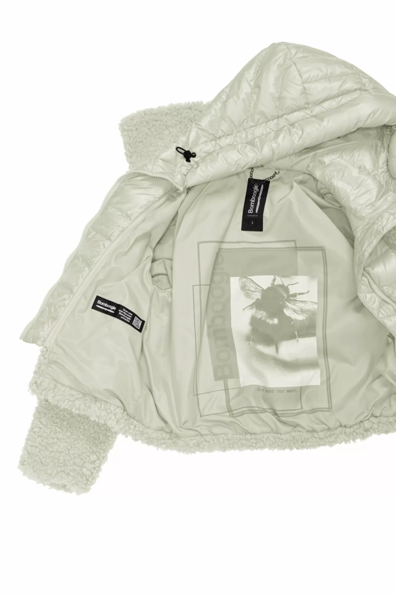 Cappotto Corto In Sherpa Fleece Con Cappuccio>Bomboogie Fashion