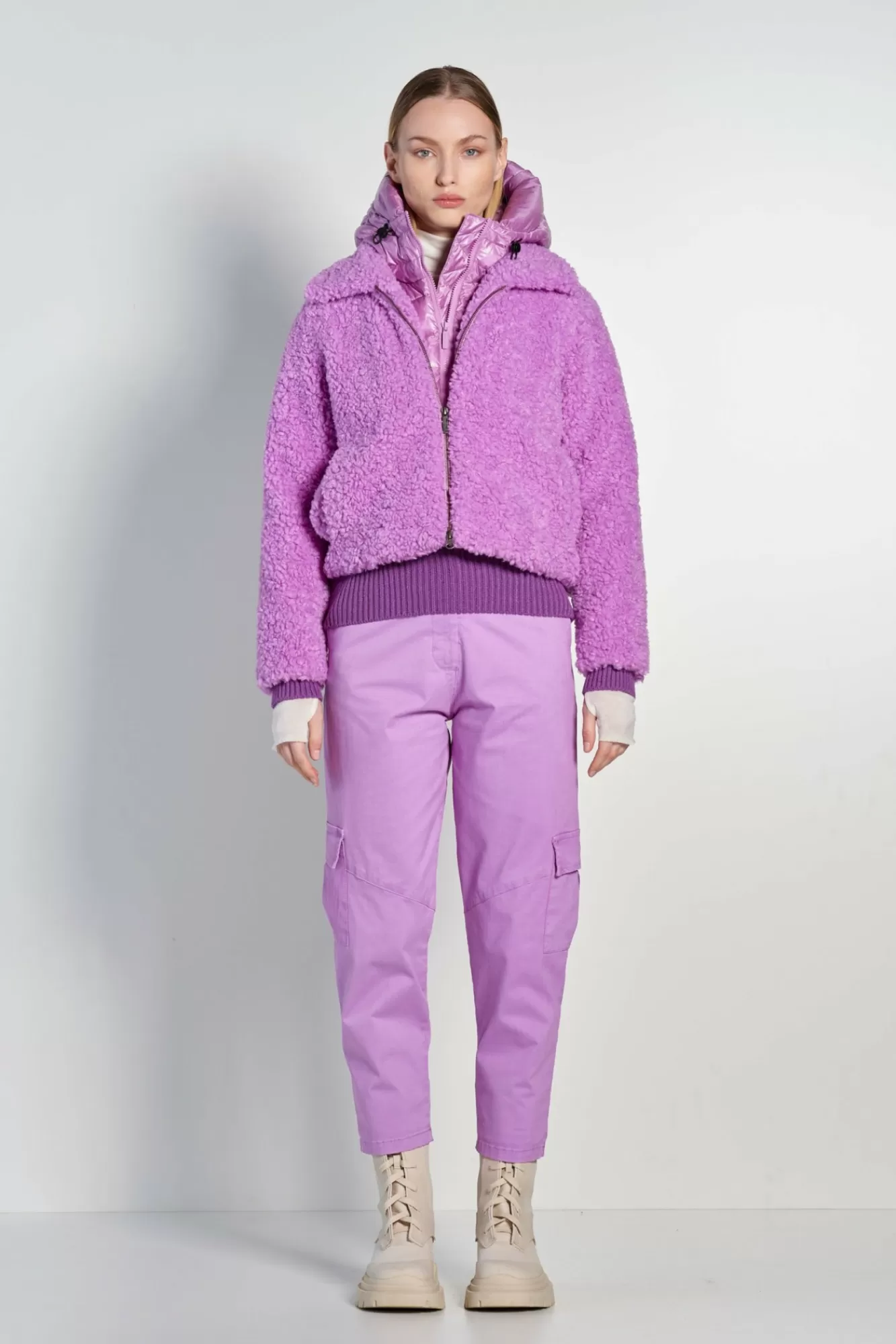 Cappotto Corto In Sherpa Fleece Con Cappuccio>Bomboogie Fashion