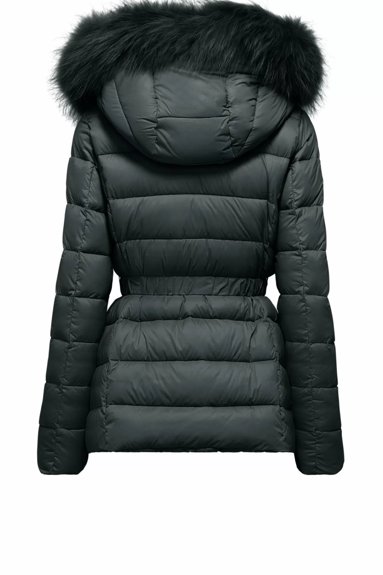 Piumino Corto In Nylon Riciclato Con Cappuccio In Pelliccia>Bomboogie Shop