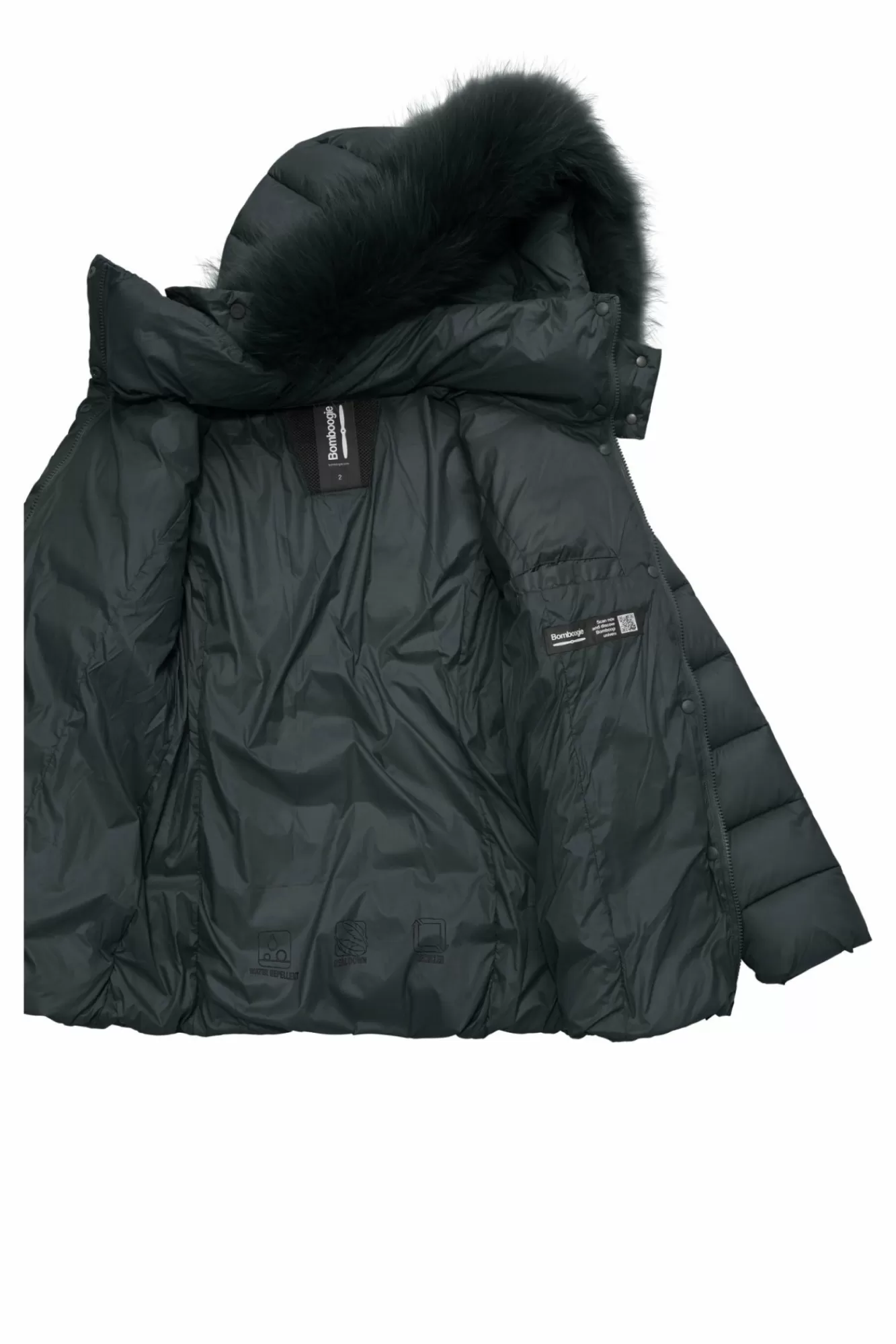 Piumino Corto In Nylon Riciclato Con Cappuccio In Pelliccia>Bomboogie Shop